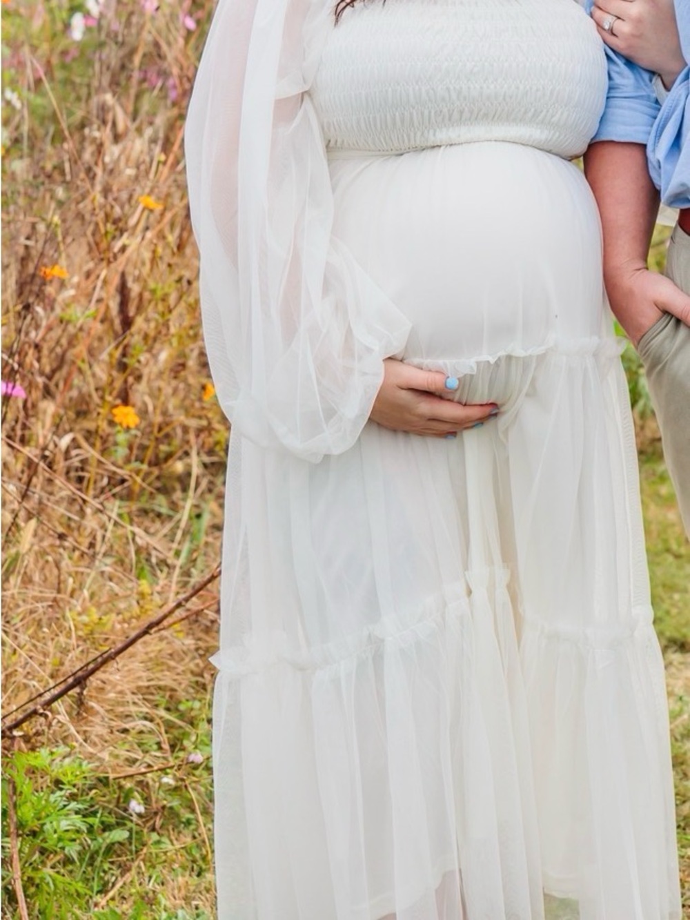 Flowy White Maternity Maxi Dress